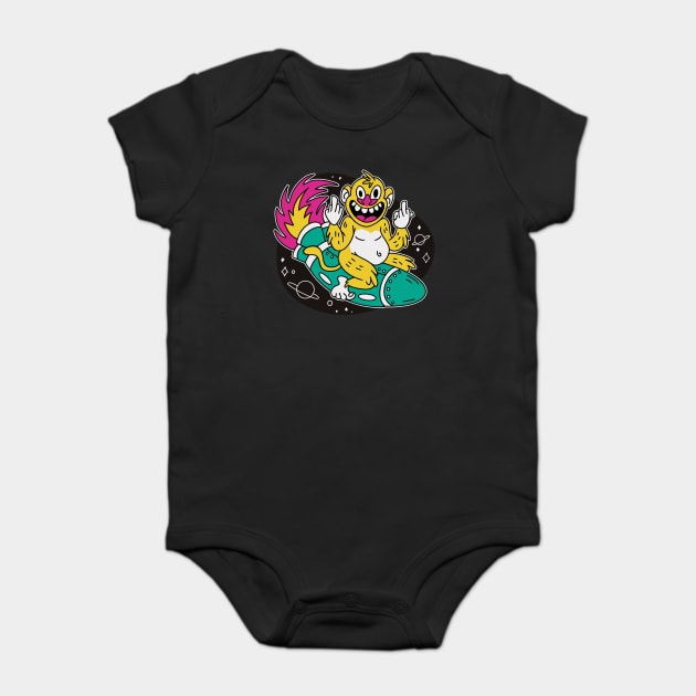 Monkey On Space Rocket Baby Bodysuit by Cosmo Gazoo